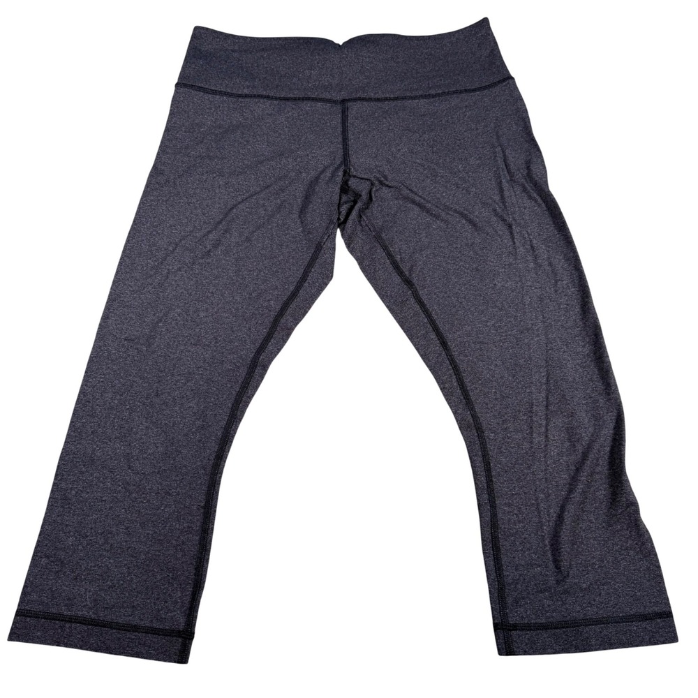 Lululemon Cropped Leggings Women 10 Gray Heathered Yoga Athletic Pants Workout
